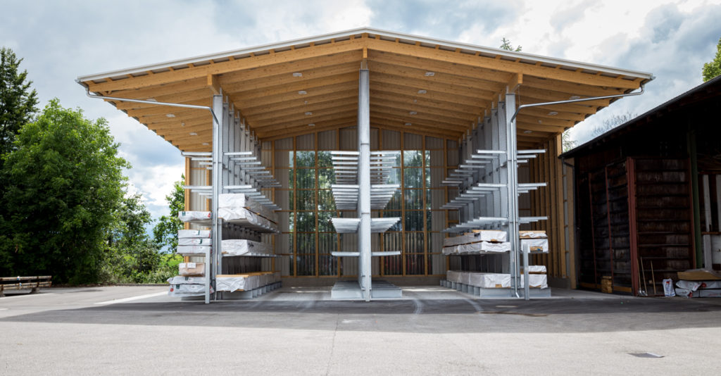 Kragarmregal Singer Regalhalle 1024x534 - Montage