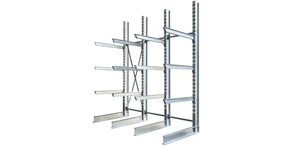 Kragarmregal einseitig feuerverzinkt H&ouml;he 4200 mm 1050x 500 - Kragarmregale