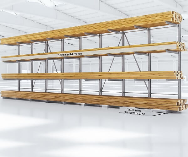 Kragarmregal gebraucht 5180x1200 KVH 3D Bild 600x500px - gebrauchte Kragarmregale