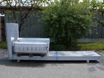 Kragarmregal gebraucht einseitig 3.500 mm 400x300 - Kragarmregal, gebraucht, einseitig, H&ouml;he 3500 mm, Tiefe 1200 mm