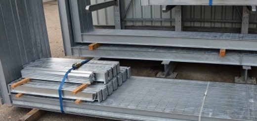 Kragarmregal gebraucht feuerverzinkt 3.700 mm 400 x 300 520x245 - Kragarmregal, gebraucht, einseitig, Höhe 3700 mm, Tiefe 1200 mm