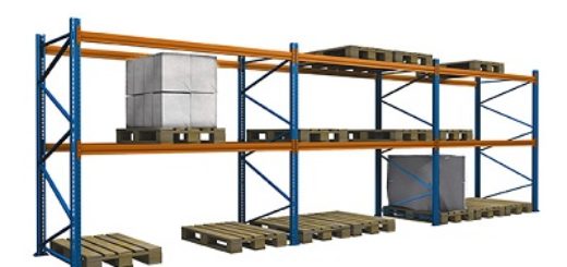 Palettenregal lackiert gebraucht 3.500 mm 400x300 520x245 - Palettenregal, gebraucht, lackiert, Höhe 3500 mm, Tiefe 1100 mm