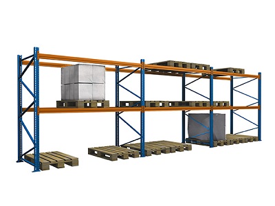 Palettenregal lackiert gebraucht 3.500 mm 400x300 - Palettenregal, gebraucht, lackiert, H&ouml;he 3500 mm, Tiefe 1100 mm