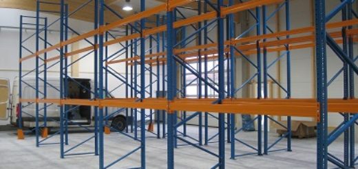 gebrauchte Palettenregale lackiert 5.000 m 400x300 520x245 - Palettenregal, gebraucht, lackiert, Höhe 5000 mm, Tiefe 1100 mm