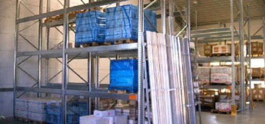 palettenregal gebraucht verzinkt 4.000 mm 400x300 520x245 - Palettenregal, gebraucht, verzinkt, Höhe 4000 mm, Tiefe 1100 mm