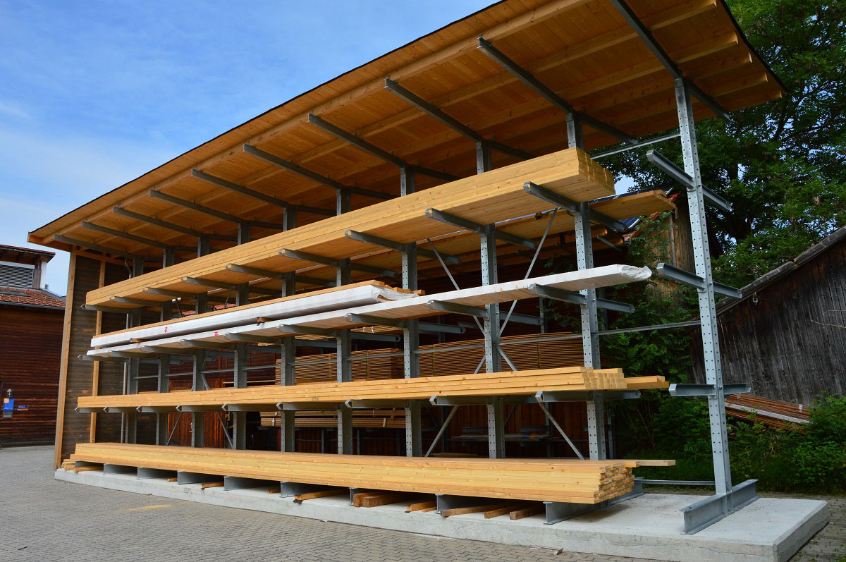 Kragarmregal doppelseitig mit Dach - Kragarmregal mit &Uuml;berdachung