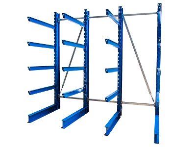 Kragarmregal einseitig lackiert 4 Arme 400x300 - Kragarmregal, lackiert, gebraucht, H&ouml;he 4000 mm, Tiefe 1200 mm